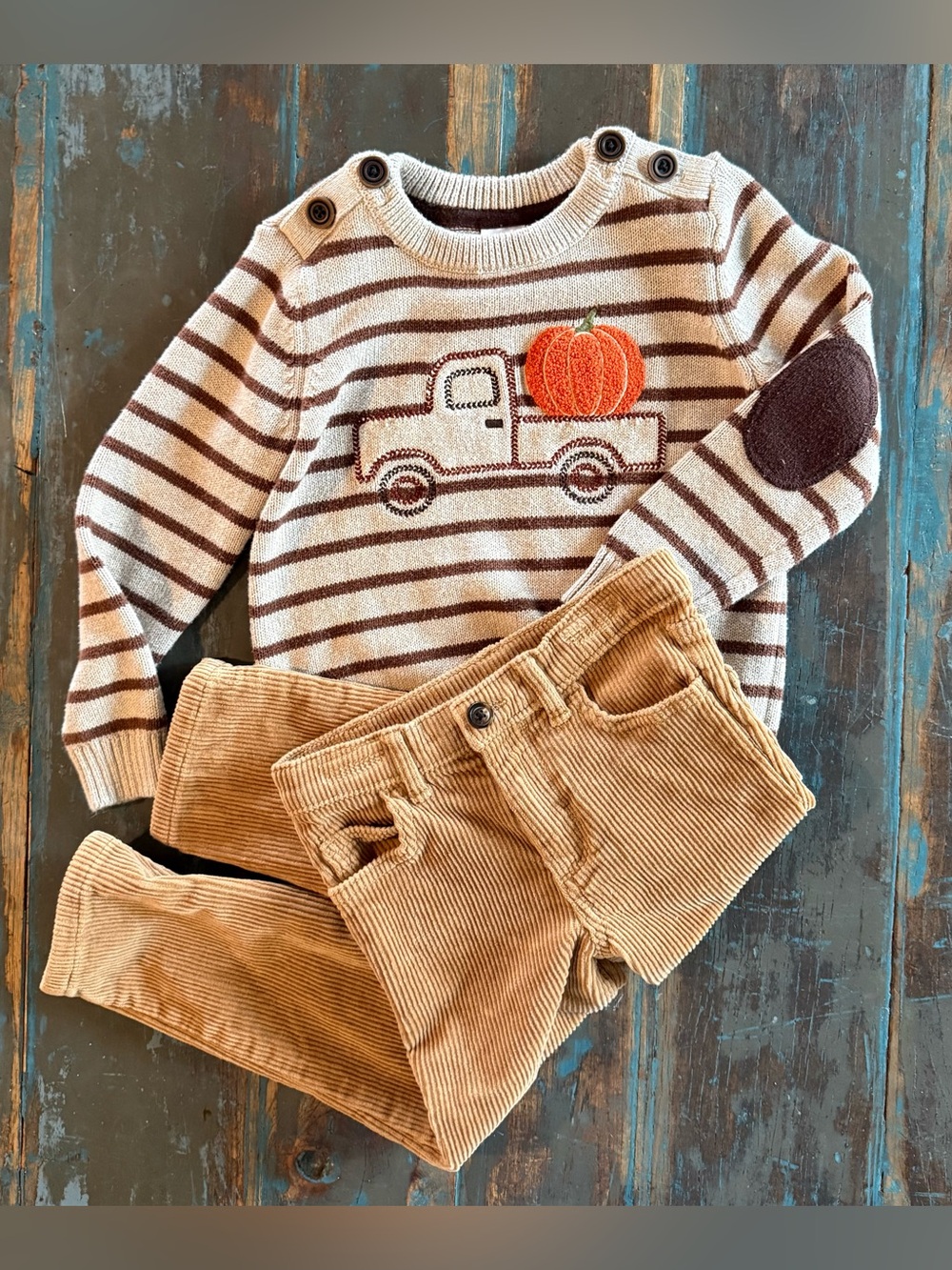 Gymboree 4T Fall Set Pumpkin Sweater Brown Cords
